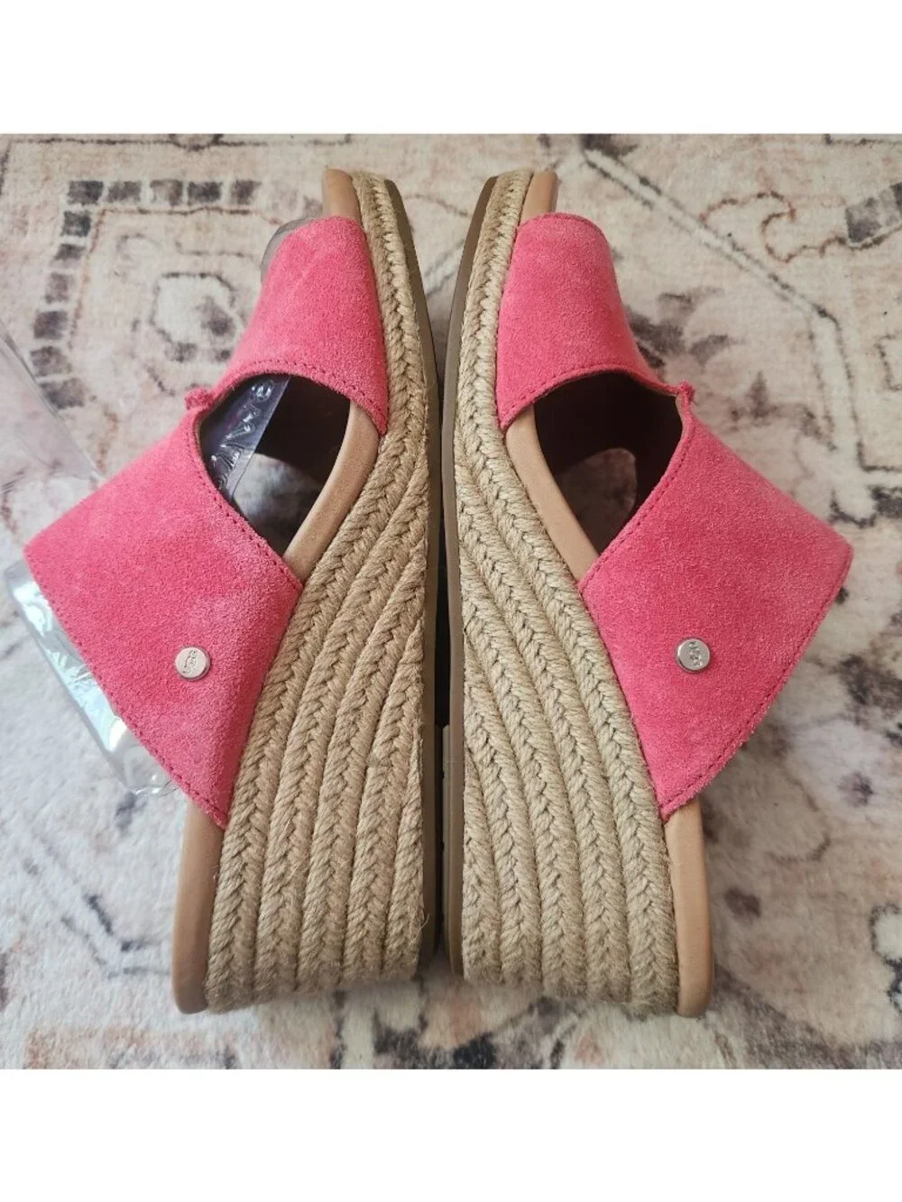 UGG Women's Sz. 10 Eirene Espadrilles Wedge Slide Pink Suede